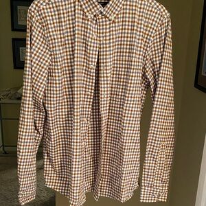 Banana Republic Brown and White Gingham Button-Down Shirt